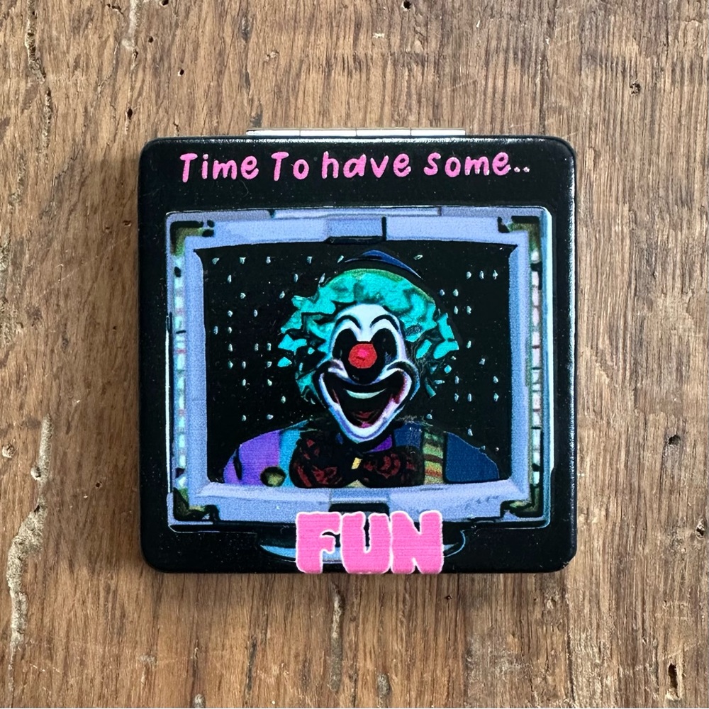 NWOT Painted clown compact square folding mirror 2.75”